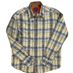Robert Graham‎ Mens Long Sleeve Checker Plaid Shirt Button Size XL Flip Cuff